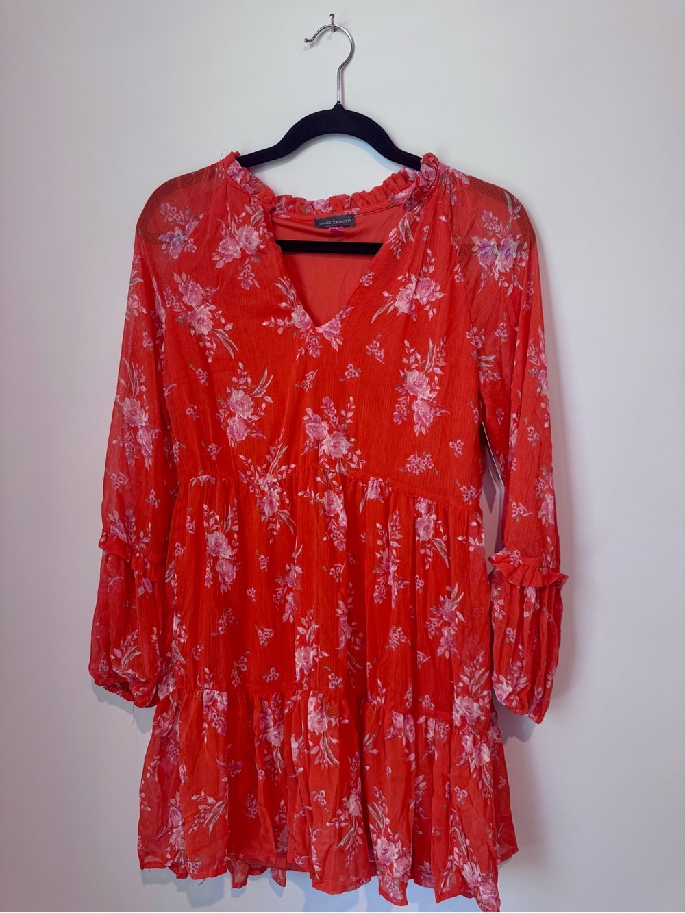 Vince Camuto Chiffon Orange Floral Dress NWT